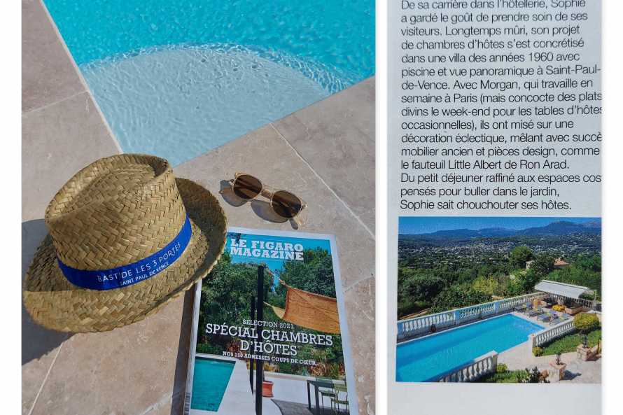 Bastide les 3 Portes  have been recognized by FIGARO MAGAZINE among the 150 most beautiful B&B in France