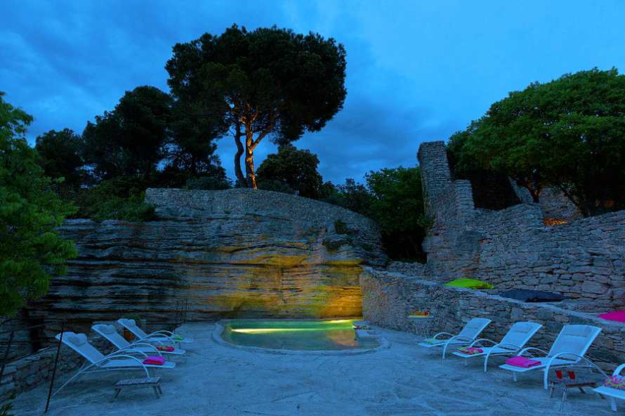 Swimming pool at night